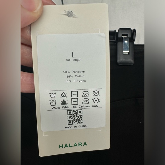 Halara High Waisted Back Pocket Stretchy Knit Denim Leggings Pants Black L - Picture 9 of 9